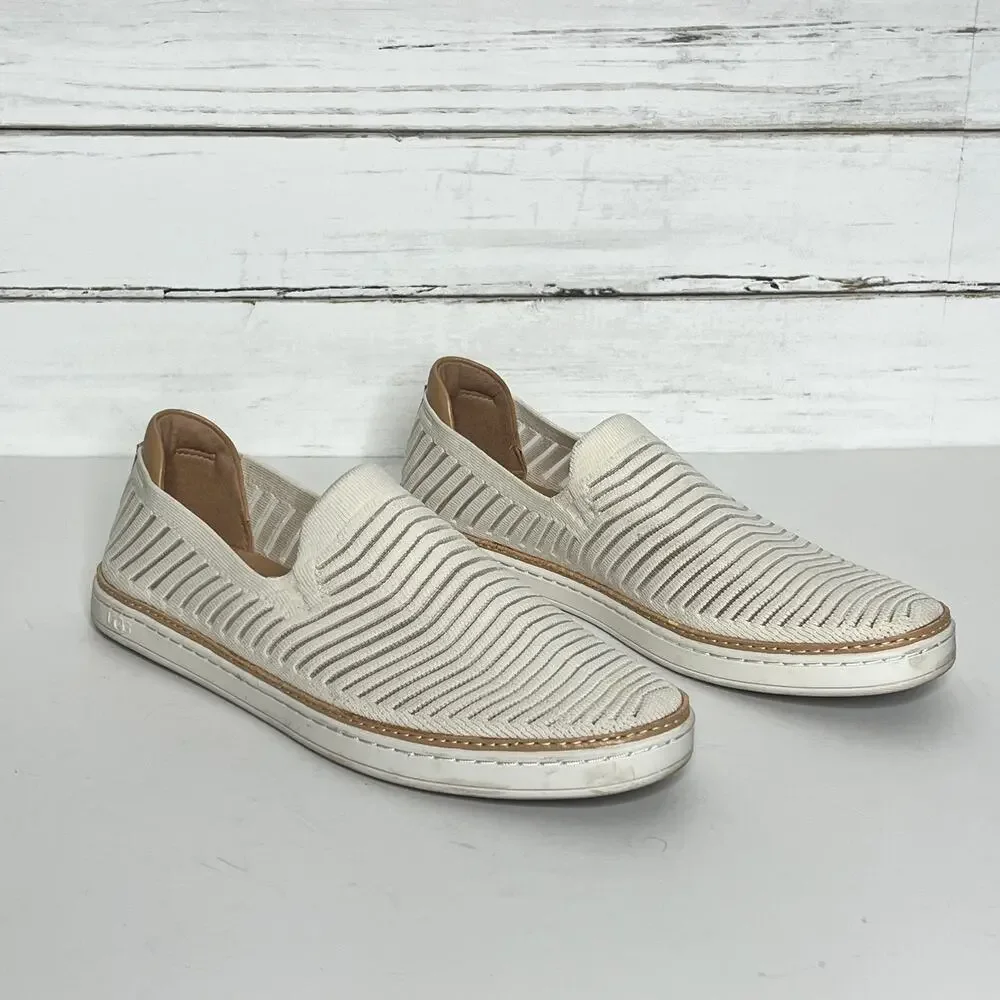 UGG Sammy Breeze Slip On Sneakers White Tan Breathable Comfort Shoe Size 10